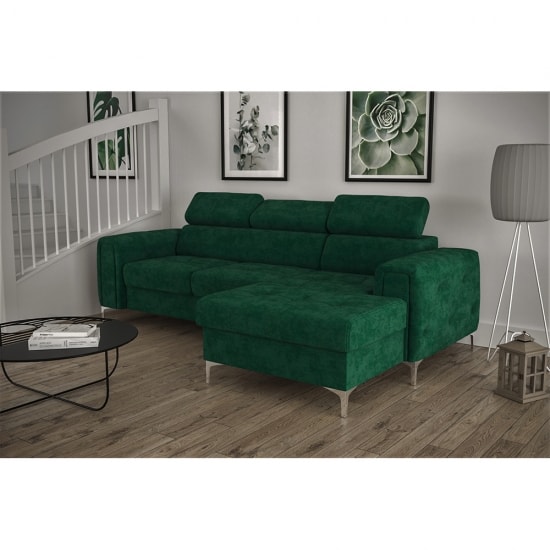 Orion mini ágyazható L alakú sarokkanapék mélyzöld