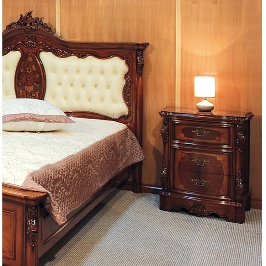 Mara Bella klasszikus valódi tömörfa éjjeliszekrény 3 fiókos