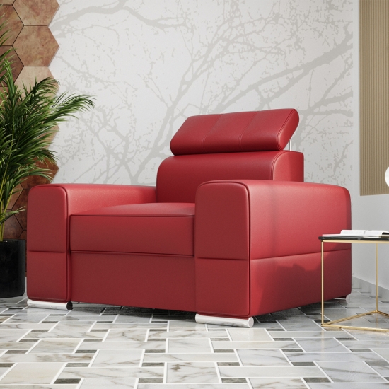Royal masszív fotel piros bőr