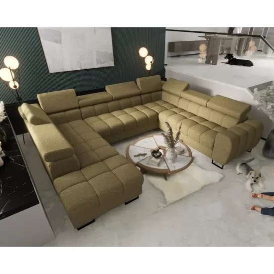 Aspen Max I. nagyméretű sarokkanapéágy olivazöld