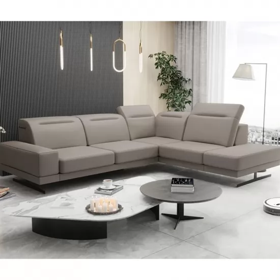 Fiore kényelmes bőr sarokkanapé világosbarna