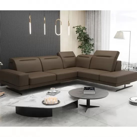 Fiore kényelmes bőr sarokkanapé sötétbarna