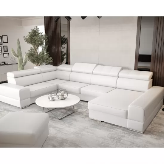 Royal Max II. U alakú ülőgarnitúra fehér bőr