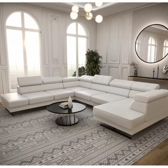 Emporio Max II. U alakú sarokgarnitúra fehér bőr