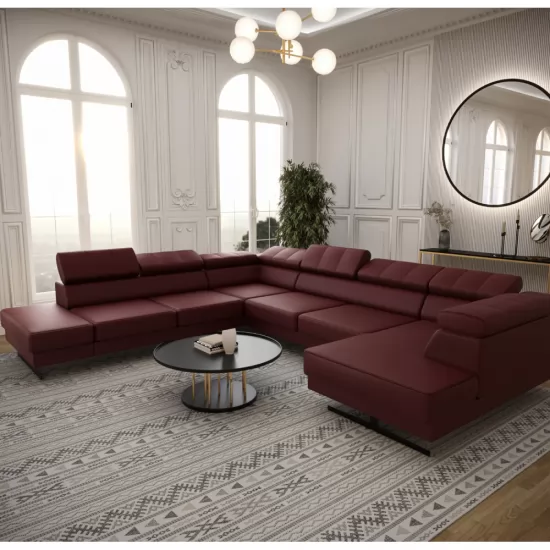 Emporio Max II. U alakú sarokgarnitúra bordó bőr