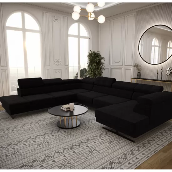 Emporio Max II. U alakú sarokgarnitúra fekete