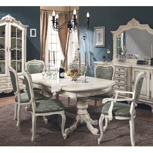 Royal fehér barokk étkezőasztal és székek