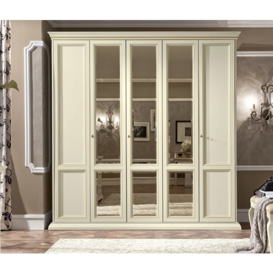 Treviso fehér kőris 5 ajtós ruhásszekrény