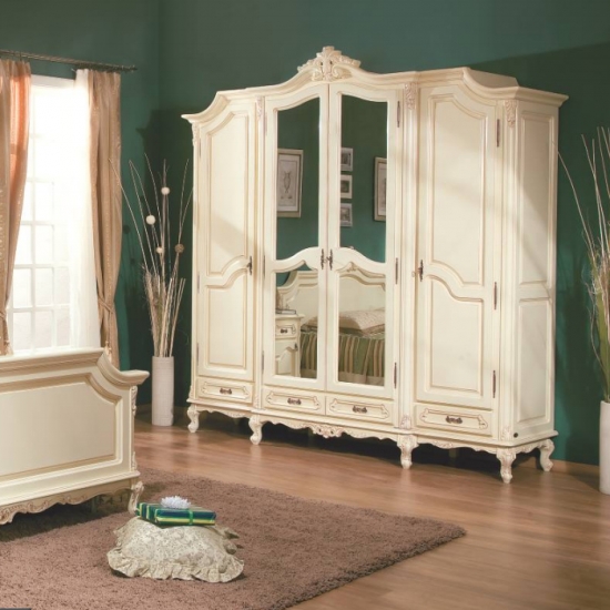 Royal barokk fehér 4 ajtós ruhásszekrény
