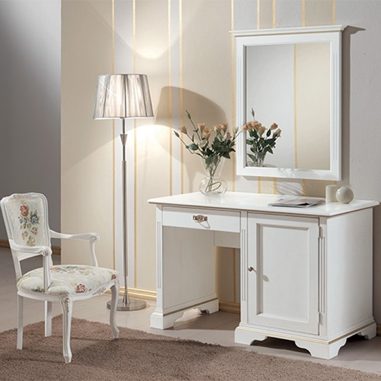 Capri fehér íróasztal, szék, tükör
