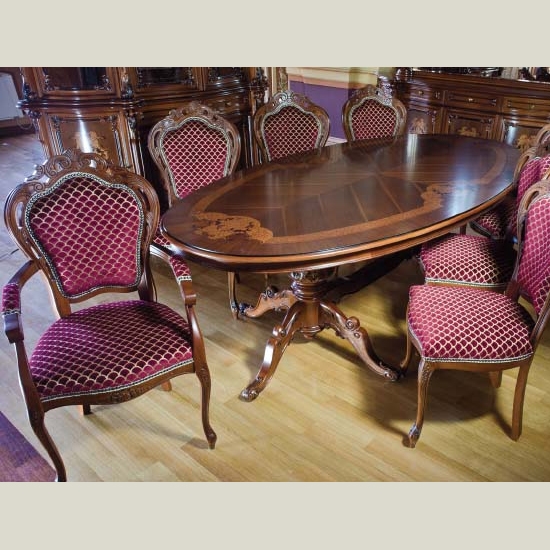 Versailles tömörfa XV Lajos stílus asztal székekkel